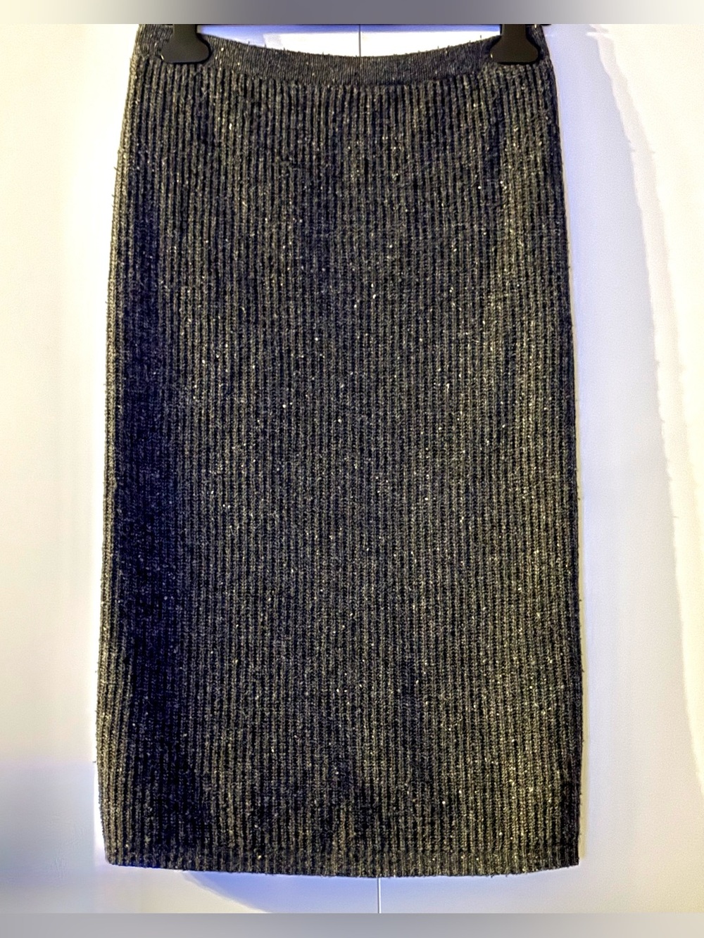 10DAYS AMSTERDAM Grey Ribbed Knit Wool Pencil Skirt, size M